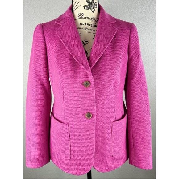 Lands End Women’s Hot Pink Fully Lined Wool Blend Blazer Jacket size 6P / Petite - Picture 1 of 10